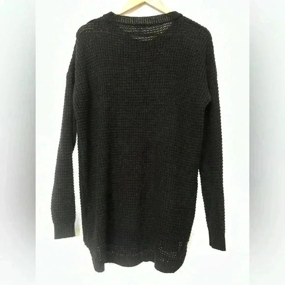 2/$12 Riahi Fashion Sweater Size Large Black Waffle Knit Lightweight Summer Goth - Picture 3 of 8